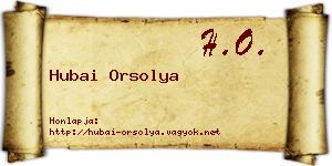 Hubai Orsolya névjegykártya